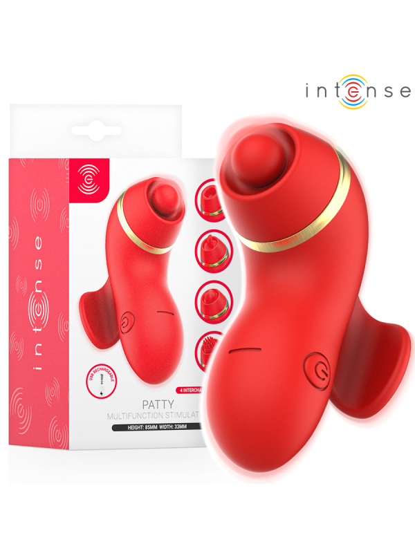 INTENSE - PATTY STIMULATEUR AVEC 4 TÊTES : SUCCION, TAPOTER, GRIFFER ET LÉCHER