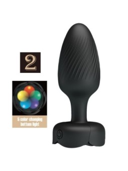 PRETTY LOVE - PLUG ANAL VARIAN AVEC LUMIÈRE LED NOIR 10,8 CM
