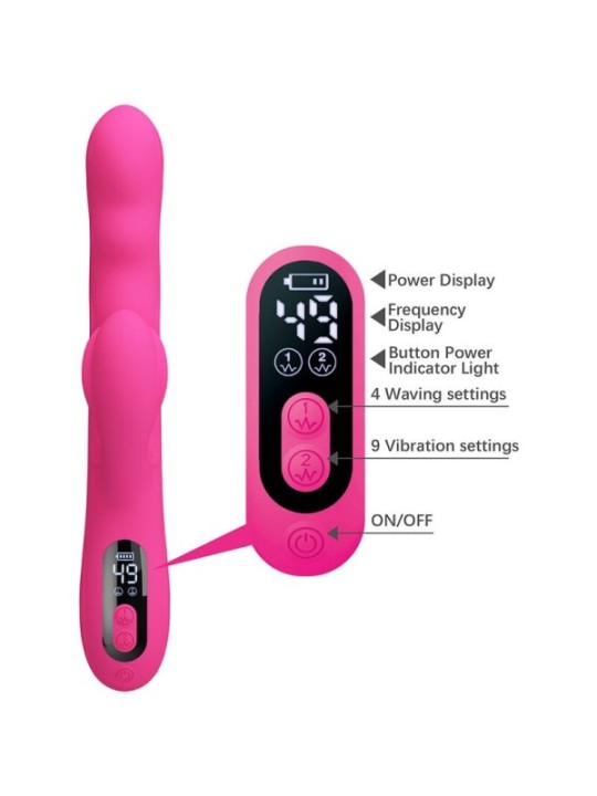 PRETTY LOVE - VIBRATEUR LAPIN MULTIFONCTION WINTERS AVEC AFFICHAGE LED ROSE