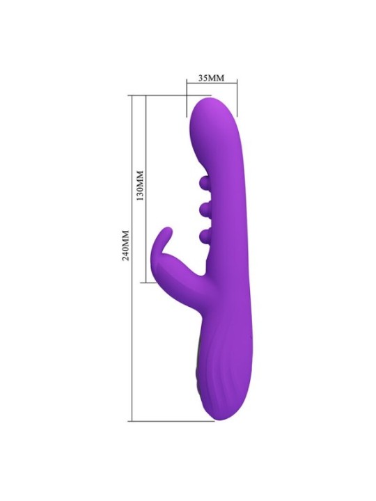PRETTY LOVE - VIBRATEUR LAPIN SABIEN AVEC STIMULATION PAR TAPOTEMENTS ET LED VIOLETTE