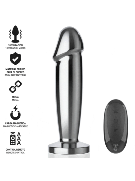 INTENSE - PLUG ANAL 10 VIBRATIONS GODE MÉTALLIQUE AVEC TÉLÉCOMMANDE M