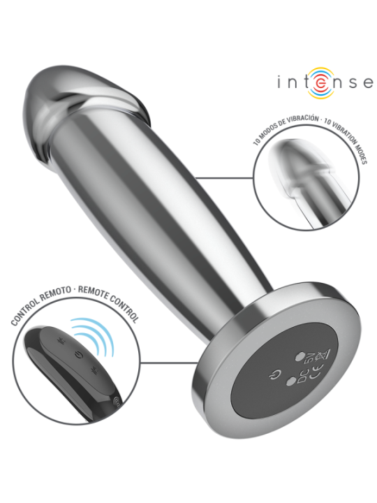 INTENSE - PLUG ANAL 10 VIBRATIONS GODE MÉTALLIQUE AVEC TÉLÉCOMMANDE M