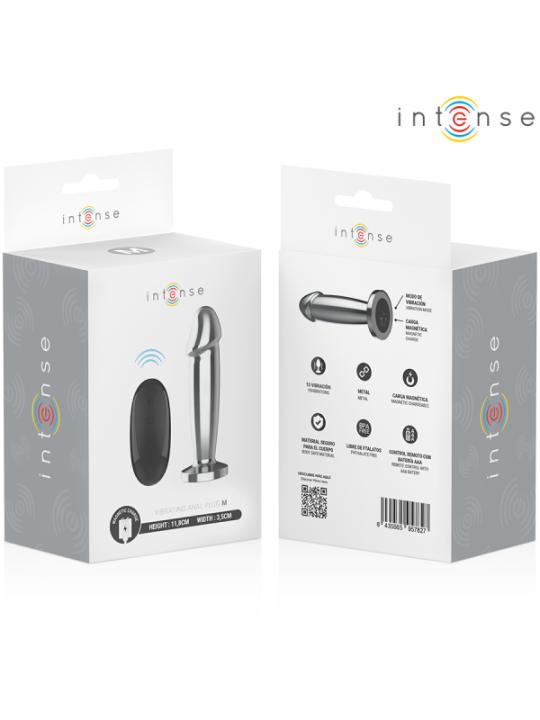 INTENSE - PLUG ANAL 10 VIBRATIONS GODE MÉTALLIQUE AVEC TÉLÉCOMMANDE M