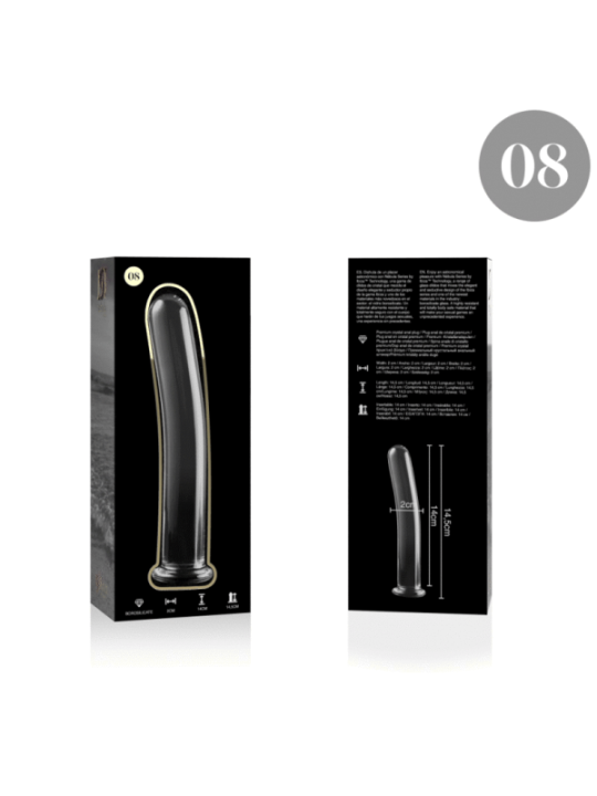 NEBULA SERIES BY IBIZA - MODÈLE 8 GODE EN VERRE BOROSILICATE CLAIR 14.5 CM -O- 2 CM