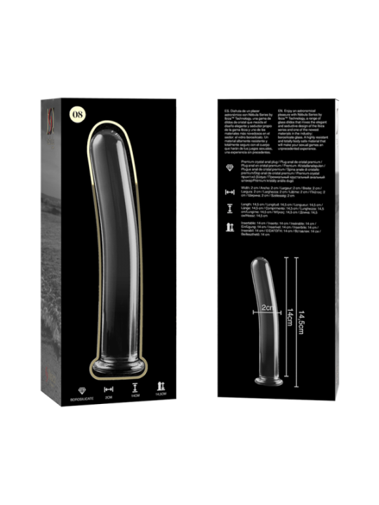 NEBULA SERIES BY IBIZA - MODÈLE 8 GODE EN VERRE BOROSILICATE CLAIR 14.5 CM -O- 2 CM
