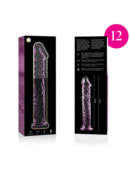 NEBULA SERIES BY IBIZA - MODÈLE 12 GODE EN VERRE BOROSILICATE ROSE 17 CM -O- 3.5 CM