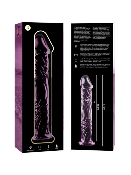 NEBULA SERIES BY IBIZA - MODÈLE 12 GODE EN VERRE BOROSILICATE ROSE 17 CM -O- 3.5 CM