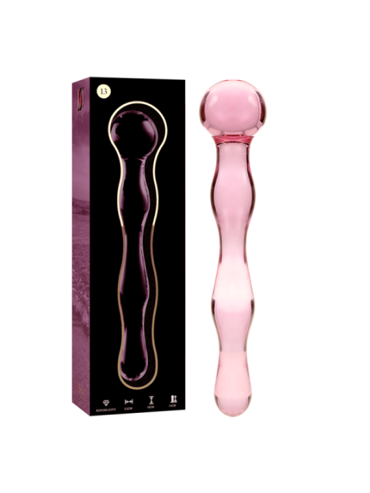 NEBULA SERIES BY IBIZA - MODÈLE 13 GODE EN VERRE BOROSILICATE ROSE 18 CM -O- 3.5 CM