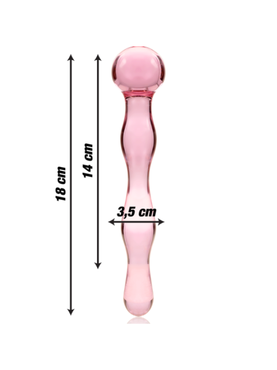 NEBULA SERIES BY IBIZA - MODÈLE 13 GODE EN VERRE BOROSILICATE ROSE 18 CM -O- 3.5 CM