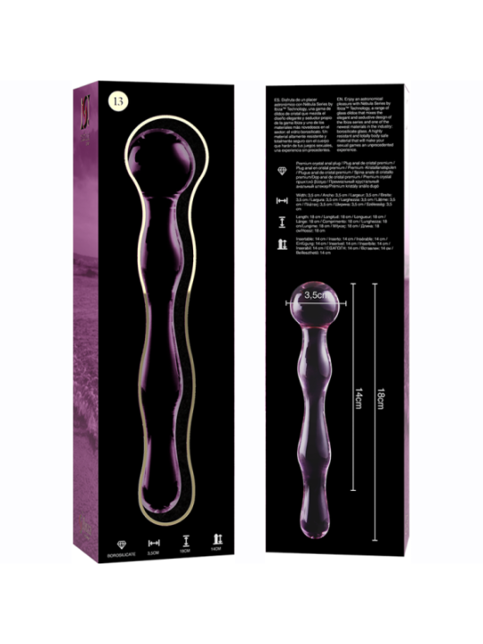 NEBULA SERIES BY IBIZA - MODÈLE 13 GODE EN VERRE BOROSILICATE ROSE 18 CM -O- 3.5 CM