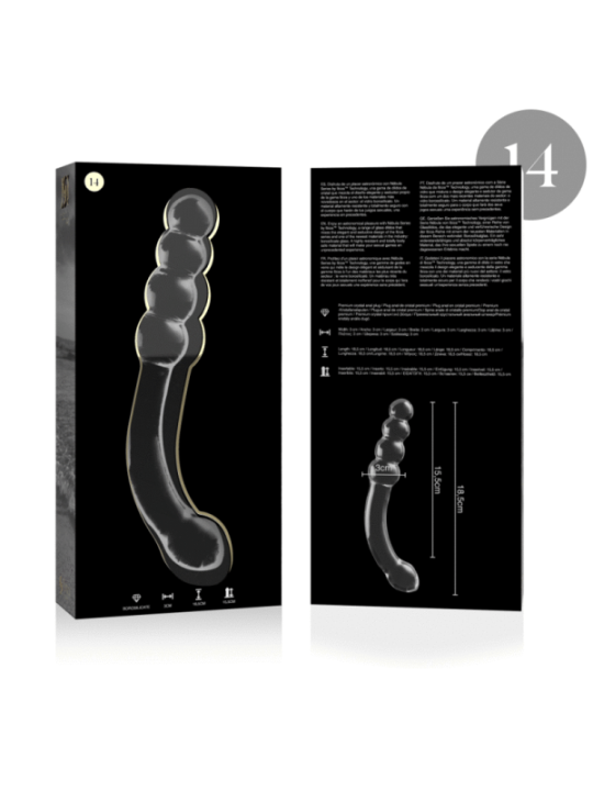 NEBULA SERIES BY IBIZA - MODÈLE 14 GODE EN VERRE BOROSILICATE CLAIR 18.5 CM -O- 3 CM
