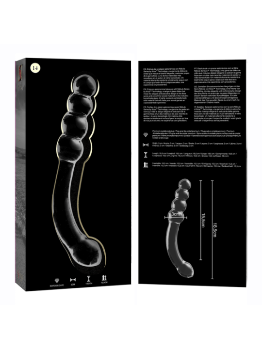 NEBULA SERIES BY IBIZA - MODÈLE 14 GODE EN VERRE BOROSILICATE CLAIR 18.5 CM -O- 3 CM