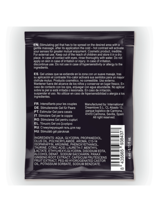 SPARTAN - GEL AMÉLIORANT L'ÉRECTION À EFFET FROID-CHAUD 100% VEGAN 4ML