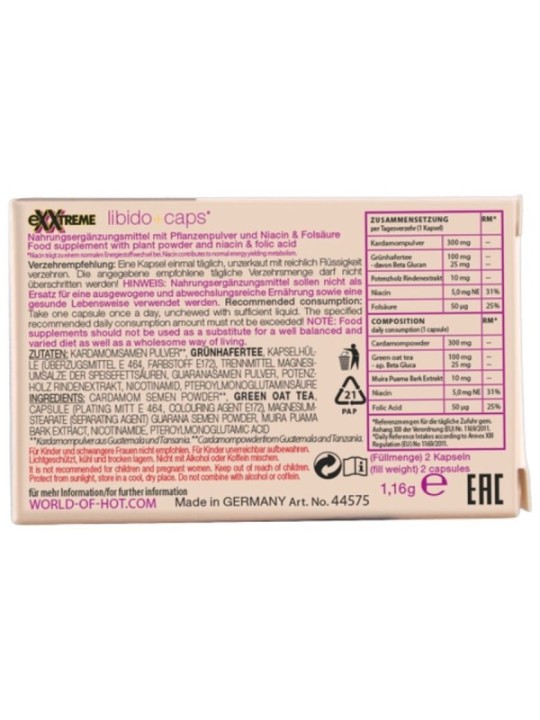 HOT - CAPSULES POUR LIBIDO EXTRÊME FEMME 2 UNITÉS