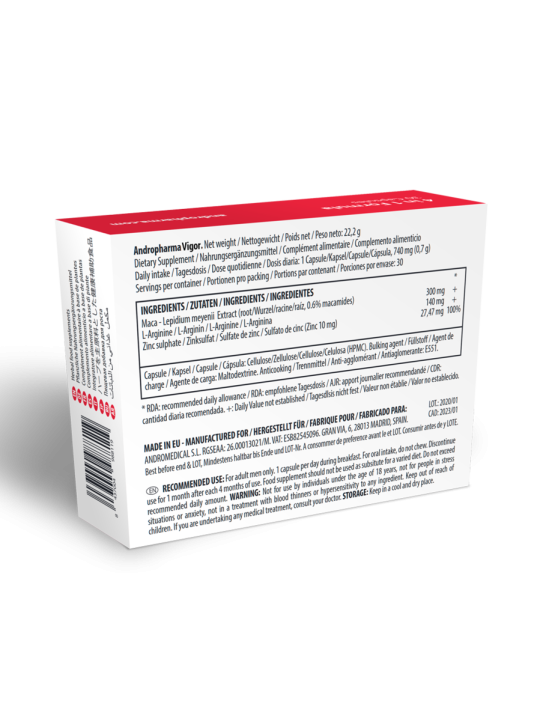 ANDROPHARMA VIGOR - SUPPLÉMENT AMÉLIORATION DE LA LIBIDO