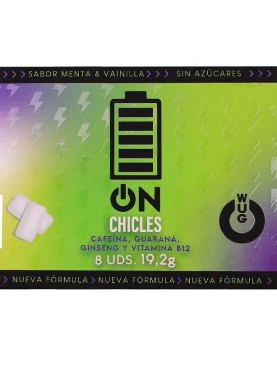 WUG on – Énergie instantanée en chewing-gum, plaquette thermoformée de 8 unités