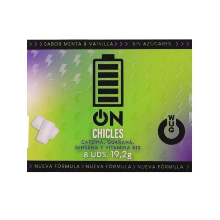 WUG on – Énergie instantanée en chewing-gum, plaquette thermoformée de 8 unités