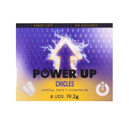 WUG Power Up - Chewing-gum énergisant pour la concentration et l'endurance - Plaquette thermoformée de 8 unités