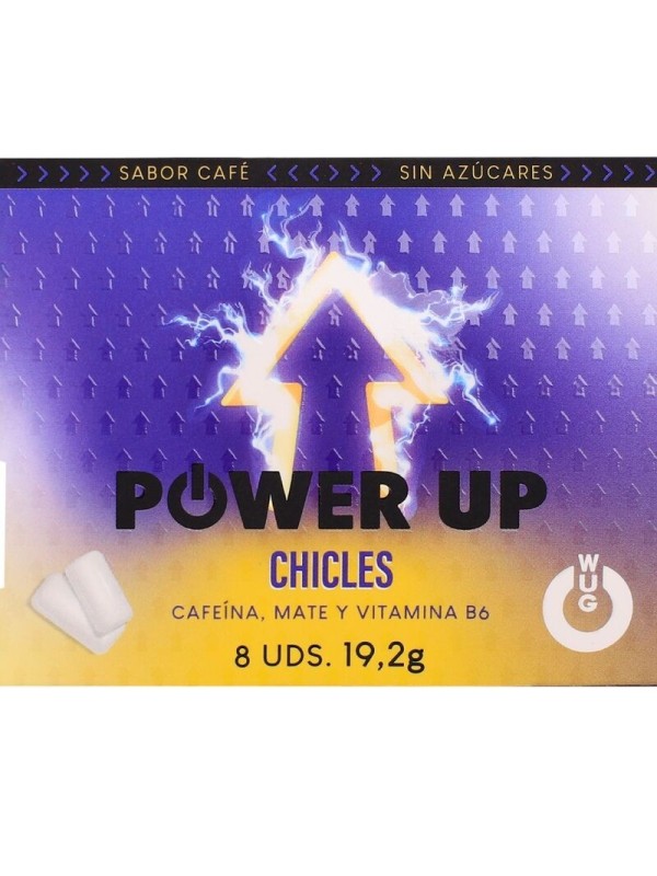 WUG Power Up - Chewing-gum énergisant pour la concentration et l'endurance - Plaquette thermoformée de 8 unités