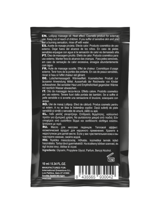 COQUETTE CHIC DESIRE - HUILE DE MASSAGE KISSABLE DE POCHE AVEC SUCETTE EFFET CHALEUR 10 ML