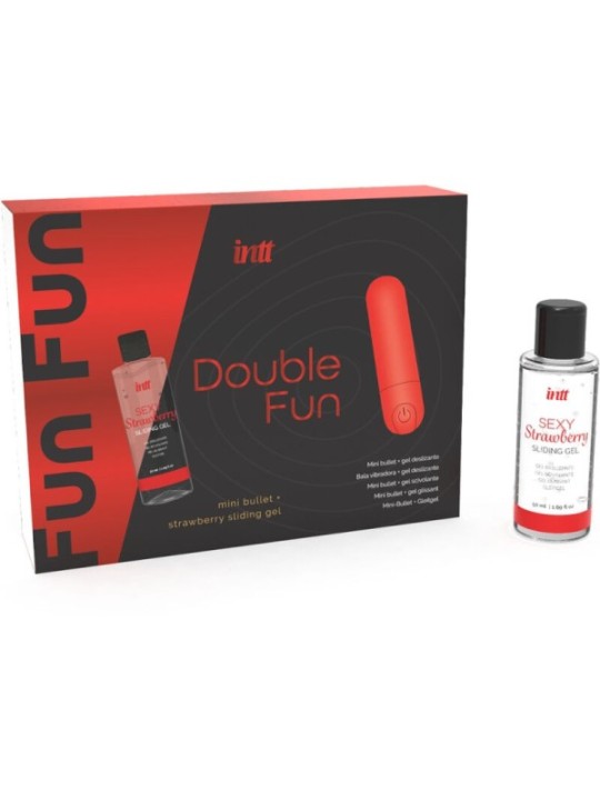 INTT RELEASES - KIT DOUBLE FUN AVEC BULLET VIBRANT ET GEL DE MASSAGE À LA FRAISE