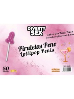 DIABLO GOLOSO - 50 SUCETTES PÉNIS GIN TONIC SAVEUR FRAISE 10% ALCOOL