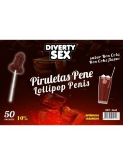 DIABLO GOLOSO - 50 SUCETTES PÉNIS SAVEUR RON COLA 10% ALCOOL