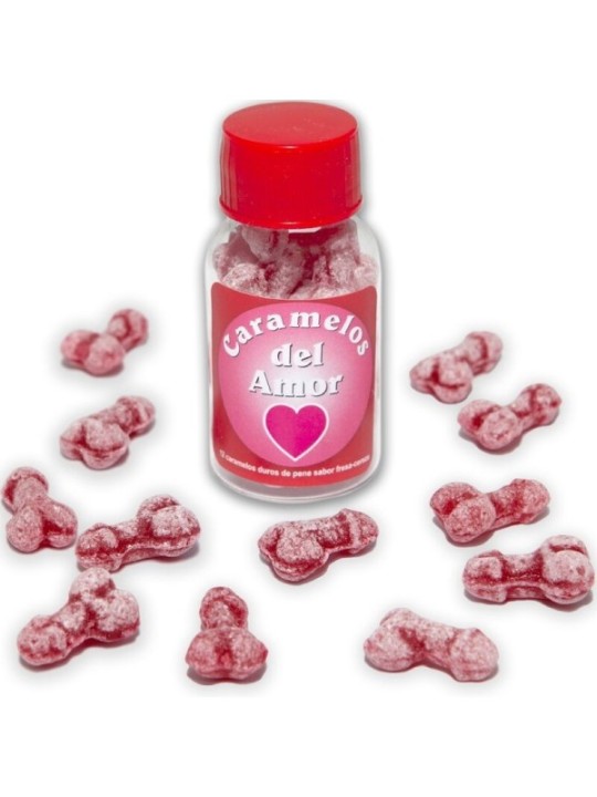 DIABLO PICANTE - 12 BONBONS DAMOUR EN FORME DE PÉNIS FRAISE/CERISE