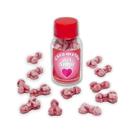 DIABLO PICANTE - 12 BONBONS DAMOUR EN FORME DE PÉNIS FRAISE/CERISE