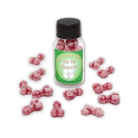 DIABLO PICANTE - 12 BONBONS PORTE-BONHEUR EN FORME DE PÉNIS FRAISE/CERISE