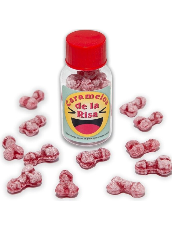 DIABLO PICANTE - 12 BONBONS RIRE EN FORME DE PÉNIS FRAISE/CERISE