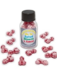 DIABLO PICANTE - 12 BONBONS SANTÉ-ARGENT-AMOUR FORME DE PÉNIS FRAISE/CERISE