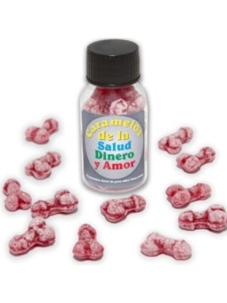 DIABLO PICANTE - 12 BONBONS SANTÉ-ARGENT-AMOUR FORME DE PÉNIS FRAISE/CERISE
