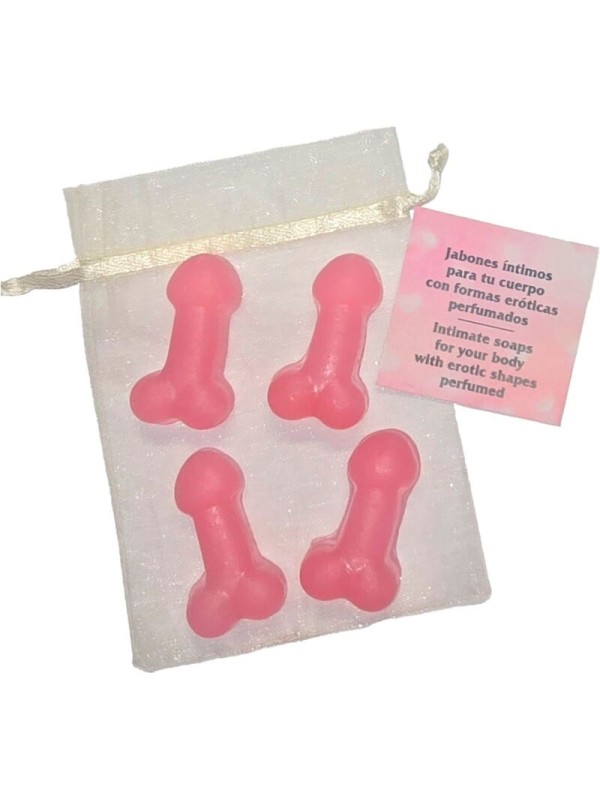 DIABLO PICANTE - 4 MINI SAVONS PARFUMÉS EN FORME DE PÉNIS ROSE