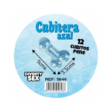DIABLO PICANTE - 12 PÉNIS EN SILICONE DUR POUR SEAU À GLACES SUSPENDU BLEU