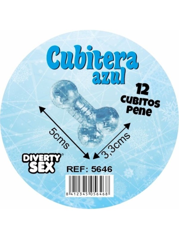 DIABLO PICANTE - 12 PÉNIS EN SILICONE DUR POUR SEAU À GLACES SUSPENDU BLEU