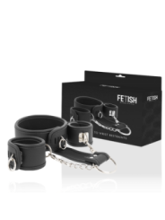 FETISH SUBMISSIVE - COLLIER ET MENOTTES EN CUIR VÉGAN AVEC DOUBLURE EN NOPRÈNE