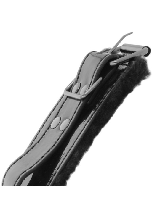 DARKNESS - MENOTTES AJUSTABLES EN CUIR NOIR AVEC CADENAS