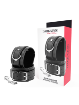 DARKNESS - MENOTTES RÉGLABLES NOIRES AVEC DOUBLE RUBAN DE RENFORT