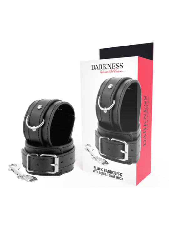 DARKNESS - MENOTTES RÉGLABLES NOIRES AVEC DOUBLE RUBAN DE RENFORT