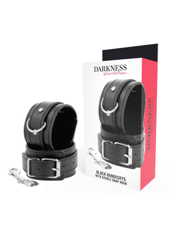 DARKNESS - MENOTTES RÉGLABLES NOIRES AVEC DOUBLE RUBAN DE RENFORT