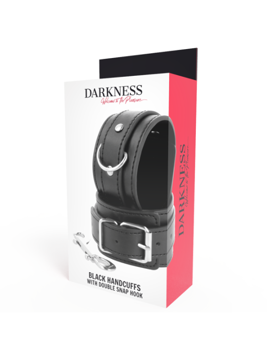 DARKNESS - MENOTTES RÉGLABLES NOIRES AVEC DOUBLE RUBAN DE RENFORT