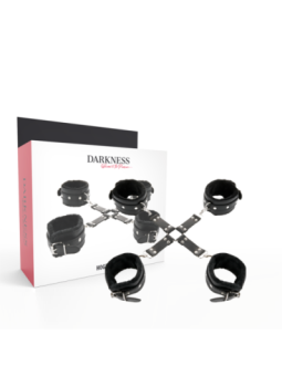 DARKNESS - MENOTTES EN CUIR POUR PIEDS ET MAINS NOIR