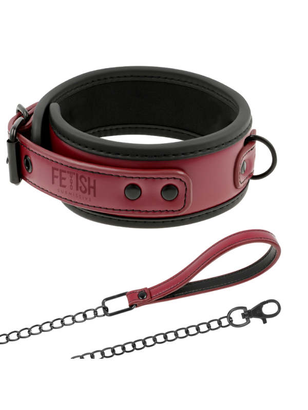 FETISH SUBMISSIVE DARK ROOM - COLLIER CHAÎNE DOUBLURE EN NÉOPRÈNE