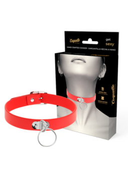 COQUETTE CHIC DESIRE - COLLIER CUIR VEGAN ROUGE FEMME ACCESSOIRE FÉTICHE