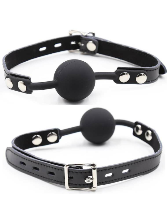 OHMAMA FETISH - BÂILLON BALLE EN SILICONE AVEC CEINTURE EN CUIR (CADENAS INCLUS)
