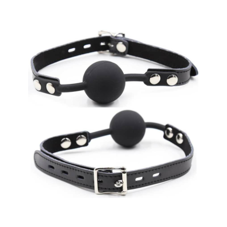 OHMAMA FETISH - BÂILLON BALLE EN SILICONE AVEC CEINTURE EN CUIR (CADENAS INCLUS)