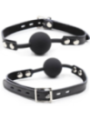 OHMAMA FETISH - BÂILLON BALLE EN SILICONE AVEC CEINTURE EN CUIR (CADENAS INCLUS)