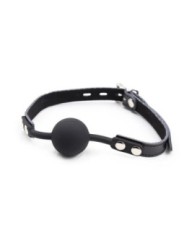 OHMAMA FETISH - BÂILLON BALLE EN SILICONE AVEC CEINTURE EN CUIR (CADENAS INCLUS)