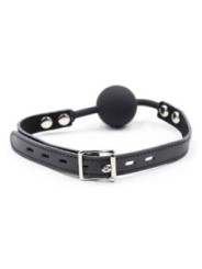 OHMAMA FETISH - BÂILLON BALLE EN SILICONE AVEC CEINTURE EN CUIR (CADENAS INCLUS)